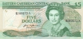 East Caribbean 5 Dollars, (1988-93)